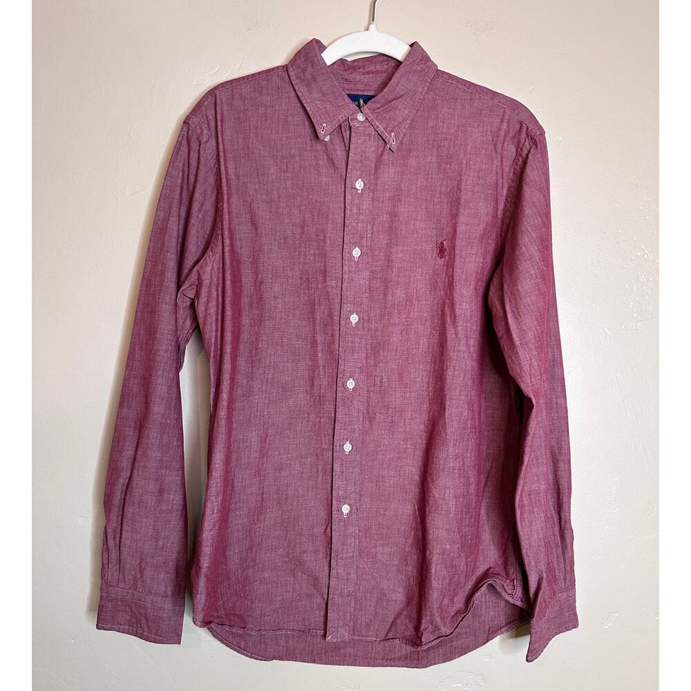 Ralph Lauren Slim Fit Deep Heather Red Button Up Large